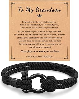 To My Grandson Bracelet from Mom, Birthday Christmas Valentines Day Easter Gifts for Grandson Teen Boys 16 To 18 9-12 12-14 Years Old Teenage Teen Boy Gifts Ideas (To my grandson)