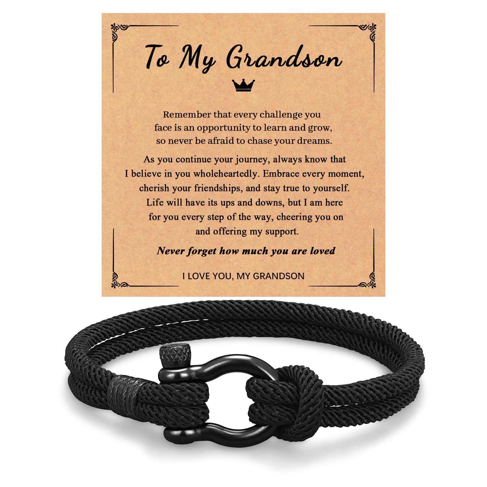 To My Grandson Bracelet from Mom, Birthday Christmas Valentines Day Easter Gifts