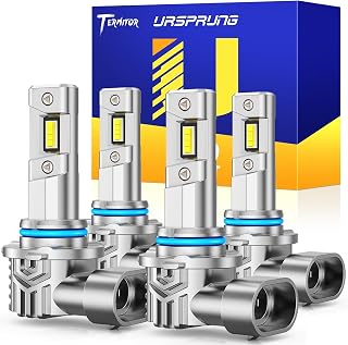 FAHREN 9005 9006 LED Headlight Bulbs Combo, 120000LM 1000% Brightness 9006/HB4 Low Beam 9005/HB3 High Beam LED Headlights Conversion Kits, 1:1 Mini Size Plug and Play, 6500K Cool White, Pack of 4