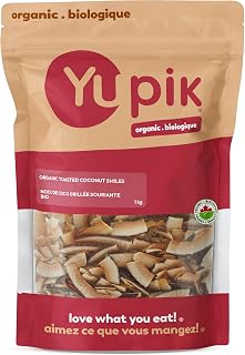 Yupik Organic Toasted Coconut Smiles, 1 kg, Non-GMO, Vegan, Gluten-Free, Kosher, Crunchy Unsweetened Coconut, Thick Shavings, No Added Sugar, Oil-Free, Source of Fiber, Healthy Snacks, Ideal Topping