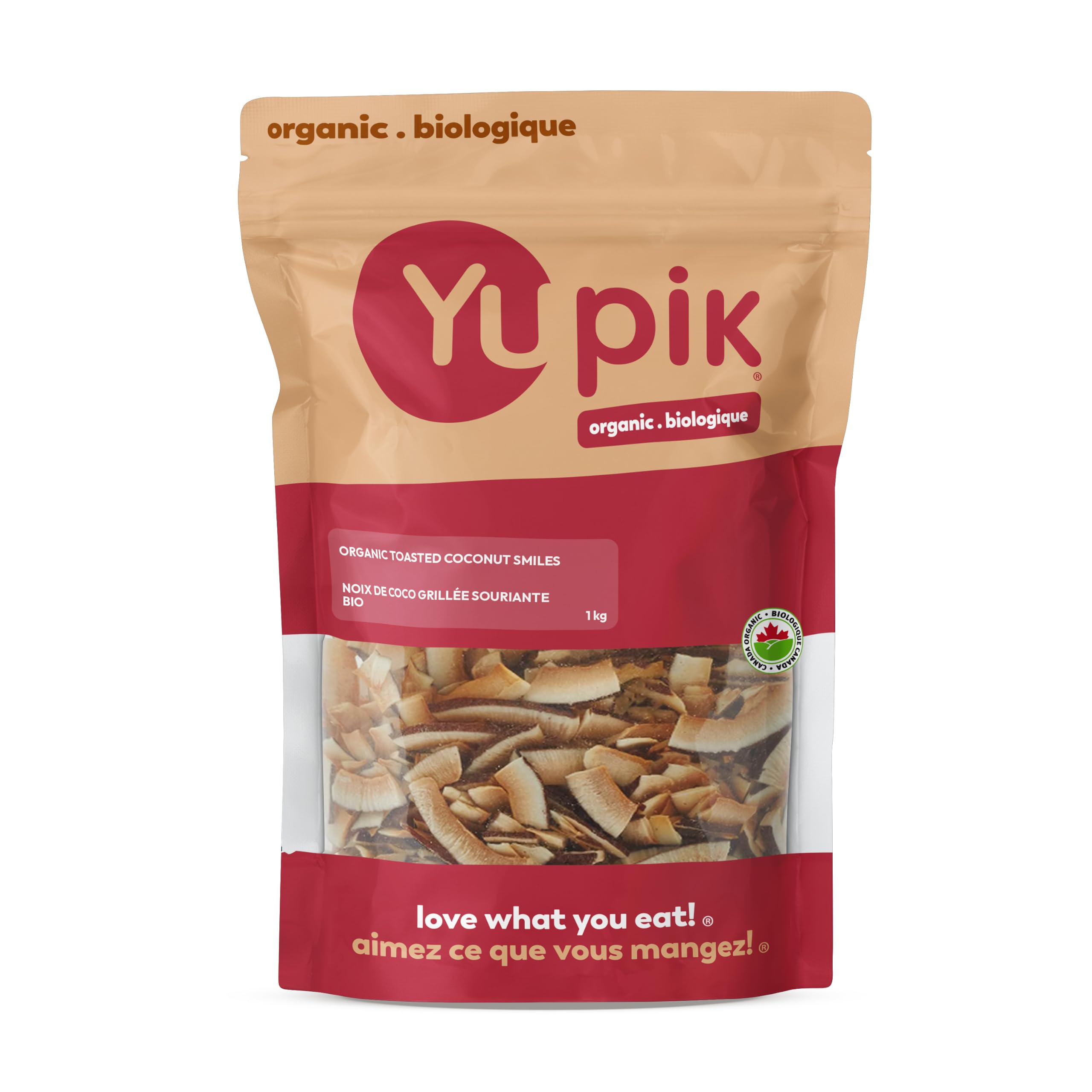Yupik Organic Toasted Coconut Smiles, 1 kg, Non-GMO, Vegan, Gluten-Free, Kosher,