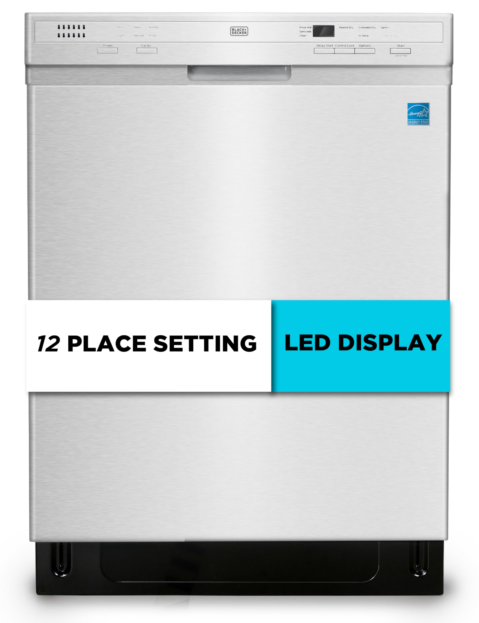 BLACK+DECKER 24" Built-In Dishwasher, Energy Star, BDW200MS, Stainess Look | 12-