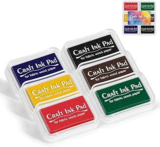 Artscent Craft Ink Pads for Stamps, Pigment Rainbow Stamp Pad Set for Scrapbook Supplies, Paper, Wood, Rubber Stamping, Card Making, DIY Crafting, Fabric Inkpad (6-Color)
