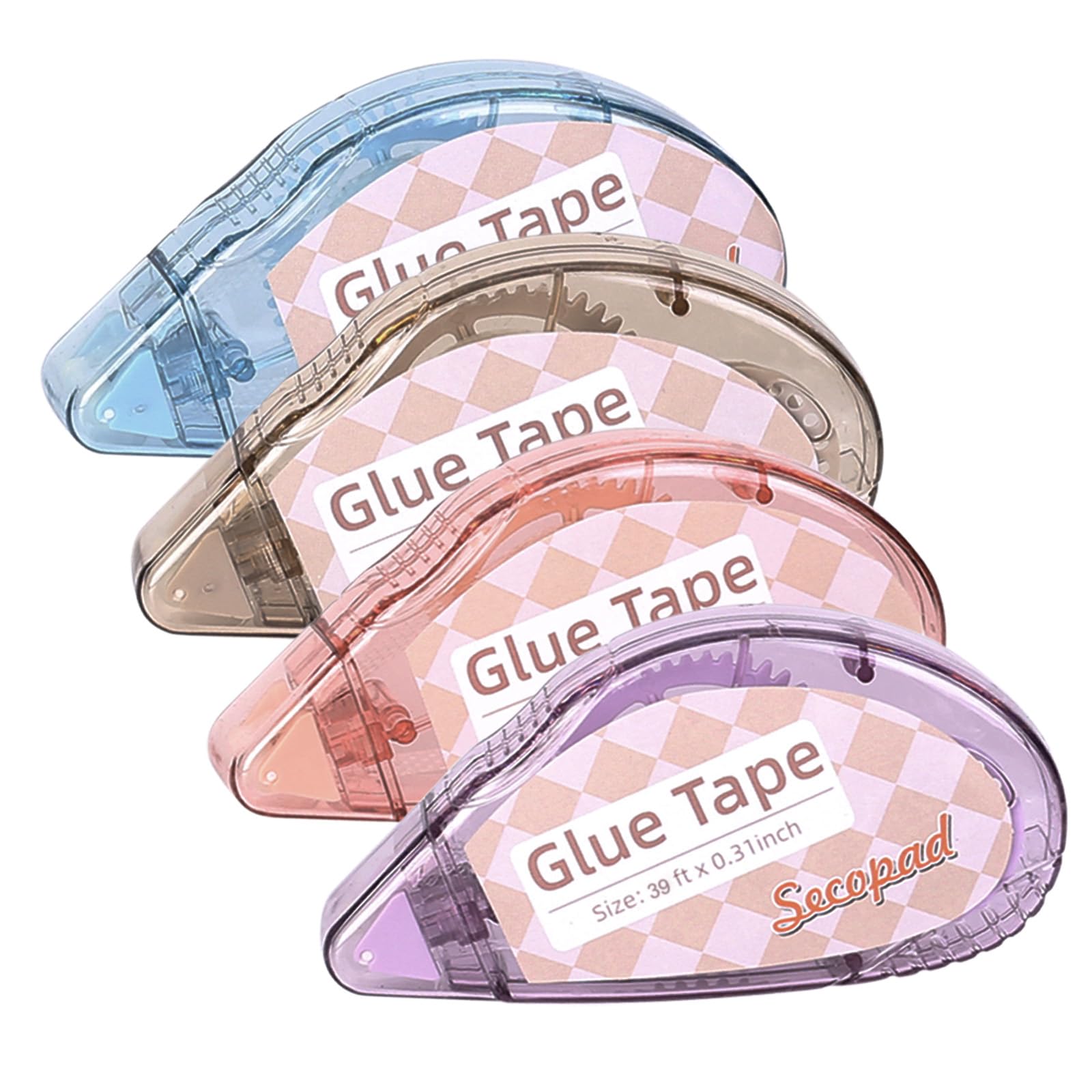 Secopad 0.3IN X 39FT Scrapbook Tape, 4 Pack Glue Tape, Light-Color Shell | Quick
