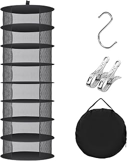 Huolacove Herb Drying Rack Hanging Collapsible Drying Net with 2 Stainless Steel Clips and Hook for Hydroponic Plant, Flowers, Clothes, Herbs,Dry Mesh Folding Dryer
