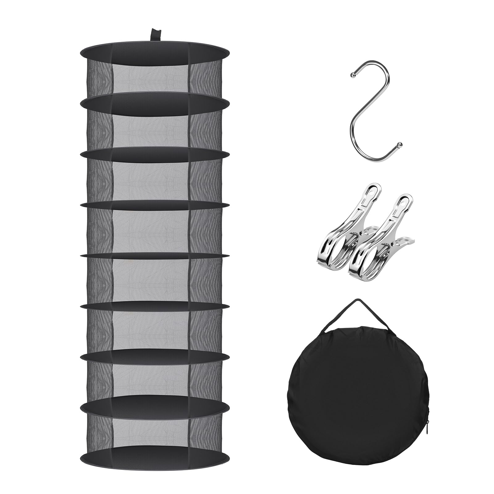Huolacove Herb Drying Rack Hanging Collapsible Drying Net with 2 Stainless Steel