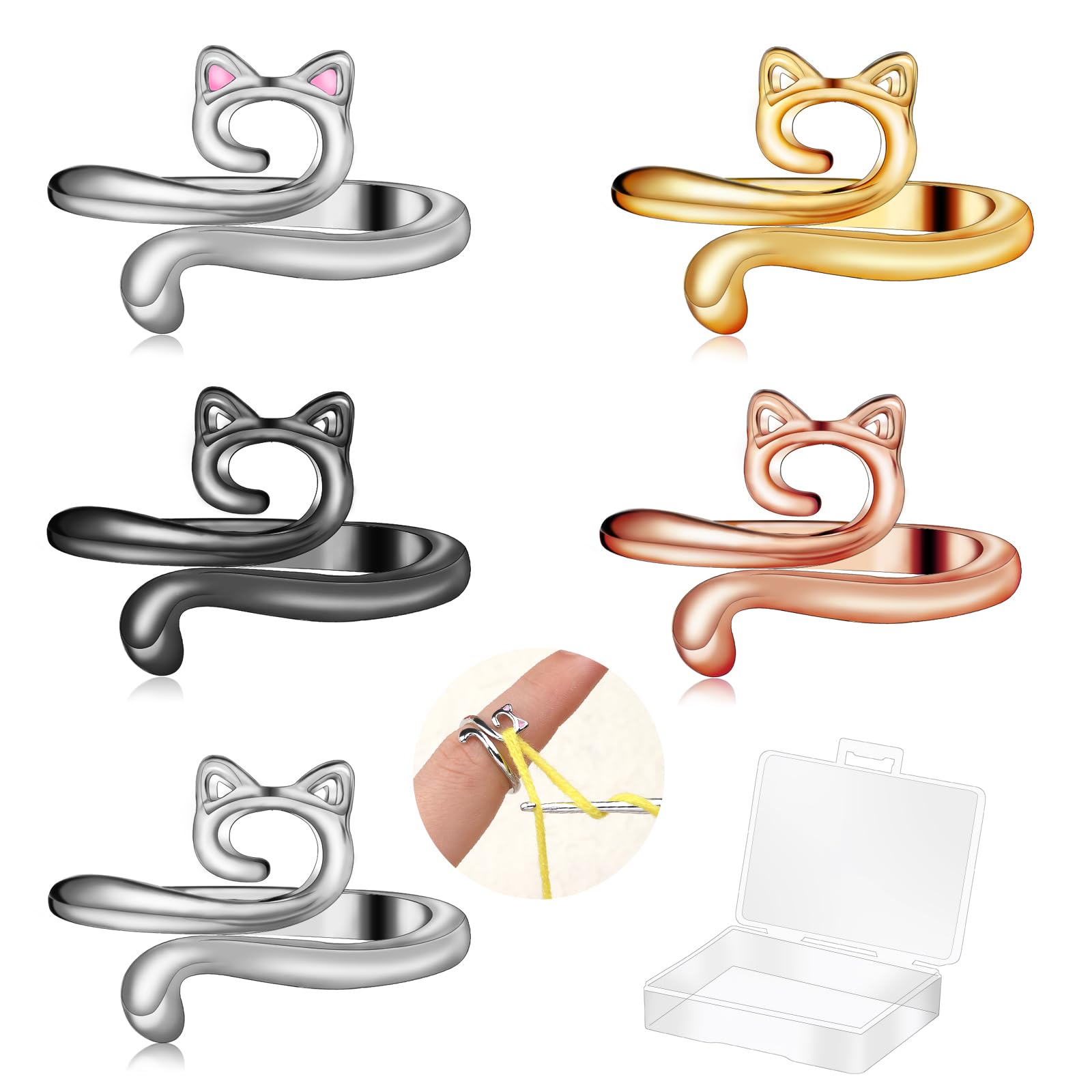 5 Pcs Crochet Ring, Adjustable Crochet Tension Rings, Yarn Ring for Finger | FOU