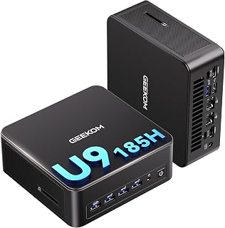 GEEKOM IT13 MAX AI Mini PC 2026, Intel Ultra 9 185H, 24GB LPDDR5 500GB SSD | AI-Powered Creativity, High Speed LPDDR5 5600 MT/s, Intel Arc GPU, Dual 2.5GbE LAN, WiFi 7, 8K Quad Display