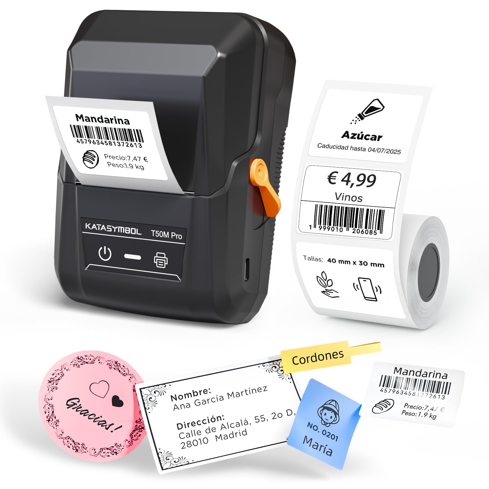 SUPVAN T50M Pro Bluetooth Label Maker Compatible with 80+ Large Labels | App Com