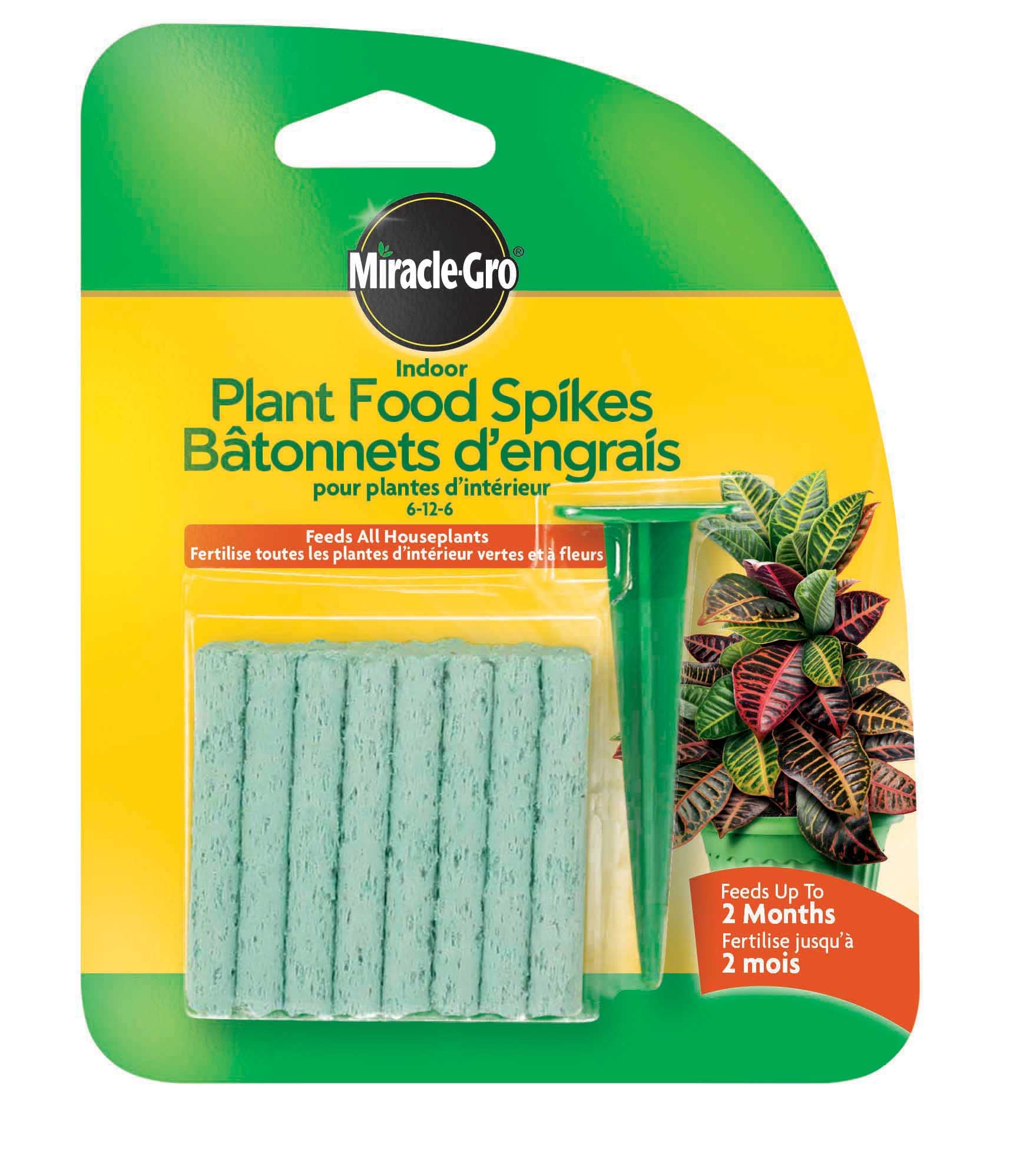 Miracle-Gro Indoor Plant Food Spikes, 24-Pack | Slow Release Fertilizer for Hous