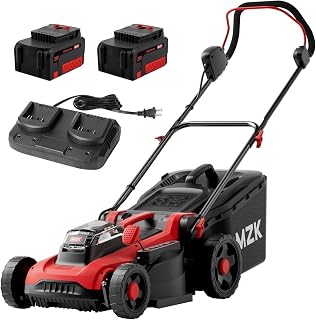 MZK 40V 16-Inch 2-in-1 Lawn Mower, Brushless Cordless Push Mower | Brushless mower with 5 height positions and dual batteries for walk-behind mowing in yards and home lawns.