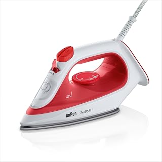 Braun TexStyle 1 SI 1019, Steam Iron, Non-Stick Coating, Thermostat, 25 g/min Turbo Mode, Water Tank Capacity 220 ml, 1900W, Red/White