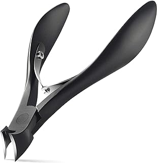 FERYES Toenail Clippers for Thick Nails, Toe Nail Clippers for Ingrown Hard Toe Nail Fingernail - Large Handle Stainless Steel Olecranon Fingernail Clipper, Black