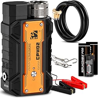 M-T Automotive Smoke Machine Leak Detector with Replaceable Pod System, 12V EVAP Vacuum Leak Tester, 3-Layer Leakproof Oil Filter, 16.4ft Detachable Cable for All Cars, Trucks