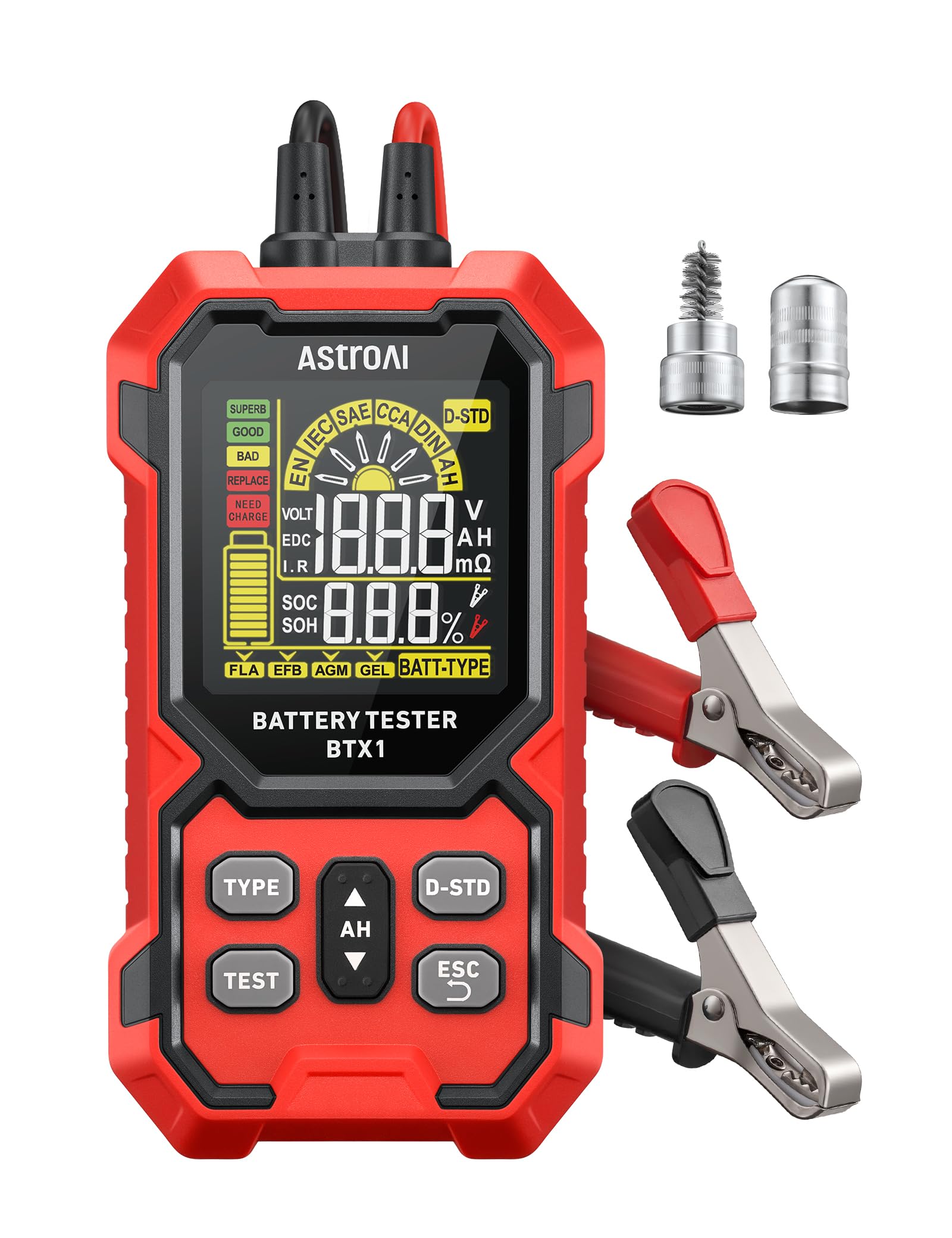 AstroAI Car Battery Tester with Color LCD Screen, 12V/24V Digital Battery Load T