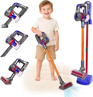 VARANO 3-in-1 Kids Vacuum Toy that Really Works with Storage Stand (Purple) | Real Suction, 3 Interchangeable Heads, Handheld or Upright Use, Pretend Play Cleaning Toy Set for Boys and Girls Ages 3+