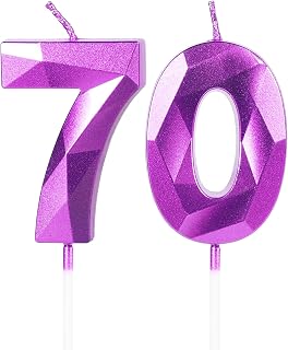 Yiran Number 70 Candles,70th Birthday Candles,Purple Happy Birthday Candle for Cake,3D Design Cake Topper Decorations for Boy Men Pet Birthday Party Wedding Anniversary Celebration Supplies