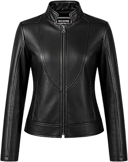 Jild Stylish Collar Casual Womens Leather Jacket - Biker Style Premium Lambskin Leather Jacket Women
