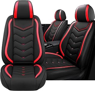 Car Seat Cover for Saturn Vue 2002-2010, Driver's Seat Cover,Non-Slip Waterproof seat Cover,Wear-Resistant Nappa Leather car seat Covers. (Standard 2 Seats/Black Red)