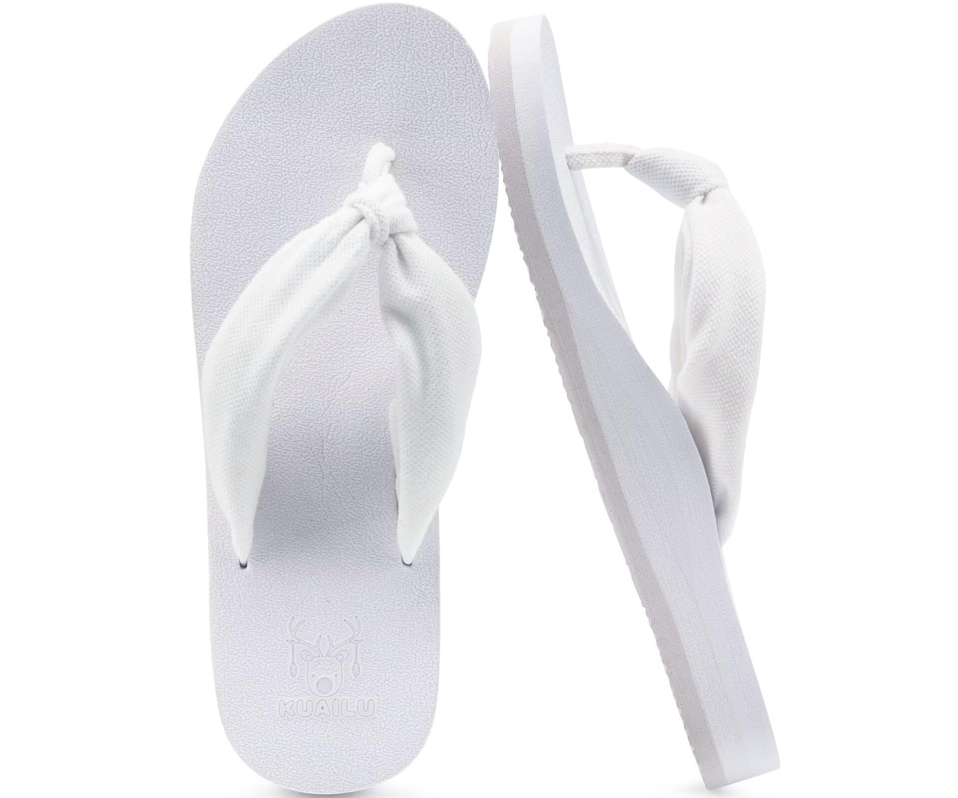 KuaiLu Women's Summer Arch Support Beach Flip Flops Anti-Skid Sea