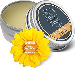 The Ilex Wood Calendula Salve All-Natural Skin Balm 100ml | Handmade in UK, Moisturising, Soothes Dry Skin & Itching. For Hands, Arms, Legs & Feet. Cruelty-Free, Plastic Free.