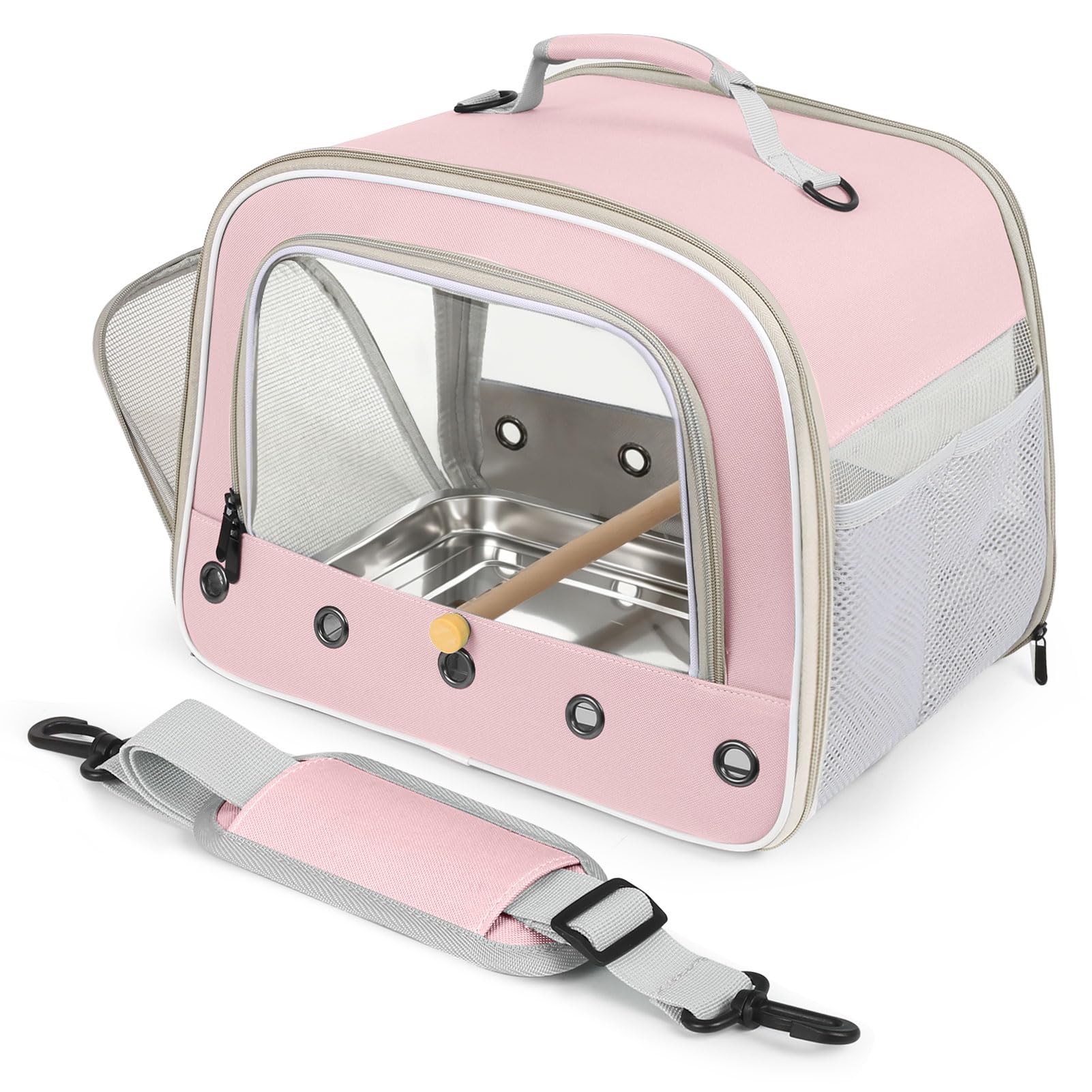 Bird Carry Carrier for Large Bird with Perch Stand and Tray