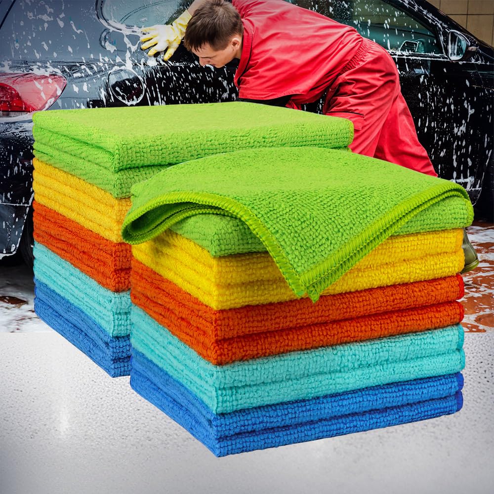 20 Pack Microfiber Cleaning Cloth, 12 x 12 Inch, Lint Free Towels for Cars, Kitc
