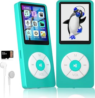 MP3 Player with 32GB TF Card,Built-in HD Speaker,Portable HiFi Music Player with Video/Voice Recorder/FM Radio/Photo Viewer/E-Book Player for Kids (Sky Blue)