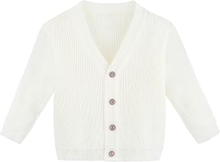 Lilax Baby Boys Basic Long Sleeve V-Neck Classic Knit Cardigan Sweater