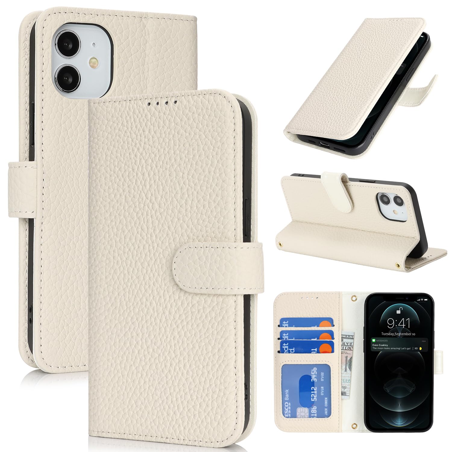 SailorTech Case for iPhone 12 mini Genuine Leather with Wallet Card Slot, Flip F