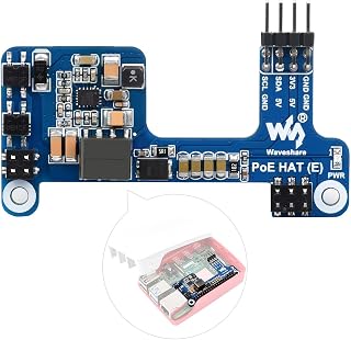 Waveshare Power Over Ethernet HAT E Type Support 802.3af PoE Network Standard, Fully isolated switched-mode power supply (SMPS), Compatible with Raspberry Pi 3B+/4B