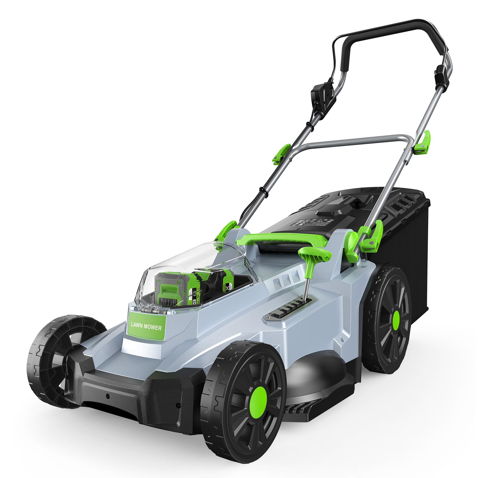 Cordless Lawn Mower, 17-Inch Walk Behind Lawn Mower for Garden | 6-Position Heig