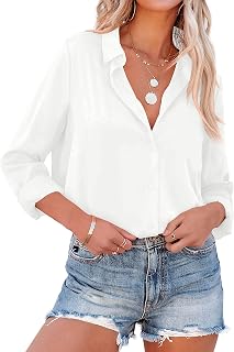 NONSAR Women's Elegant Long Sleeve High Collar Office Casual Blouse