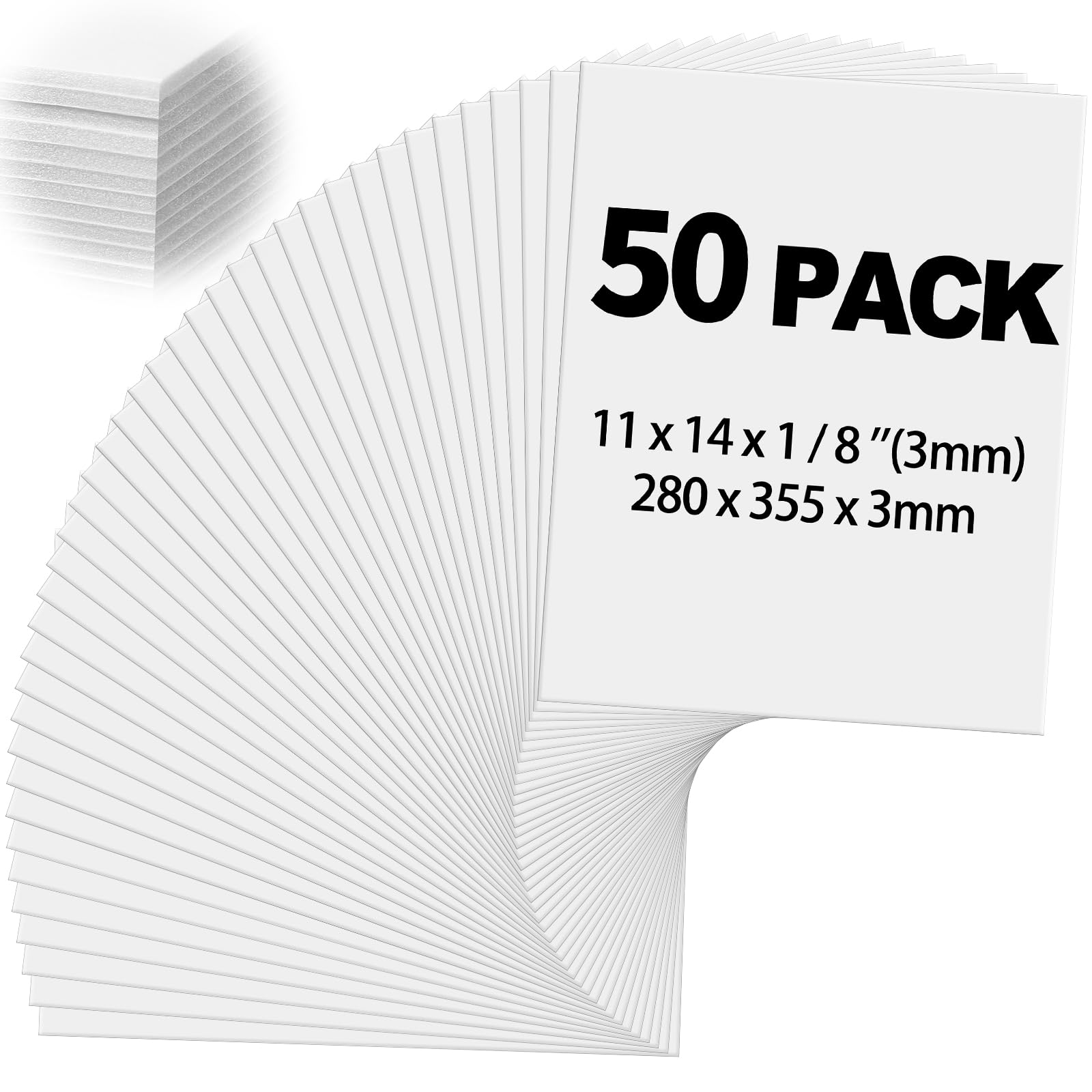 Frienda 50 Pack Foam Board 11 X 14 Inch White for School Art Projects | Rigid Fo
