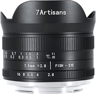 7artisans 7.5mm f2.8 Mark II Fisheye Lens Wide Angle Manual Focus Fixed for Sony E-Mount Mirrorless Camera A6300 A6400 A6500 NEX-3 NEX-3N NEX-5T NEX-5R NEX-6 NEX-7