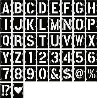 YEAJON 2 Inch Letter Stencils Symbol Numbers Craft Stencils, 42 Pcs Reusable Alphabet Templates Interlocking Stencil Kit for Painting on Wood, Wall, Fabric, Rock, Chalkboard, Sign, DIY Art Projects