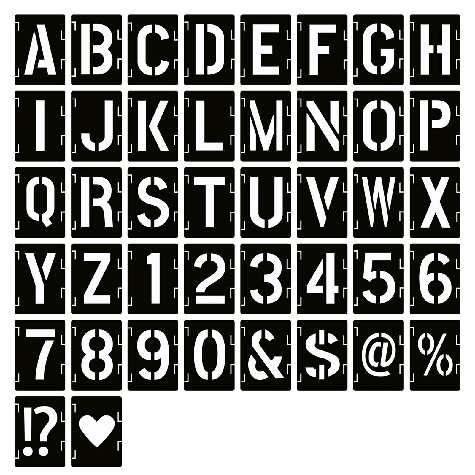 YEAJON 2 Inch Letter Stencils Symbol Numbers Craft Stencils, 42 Pcs Reusable Alp