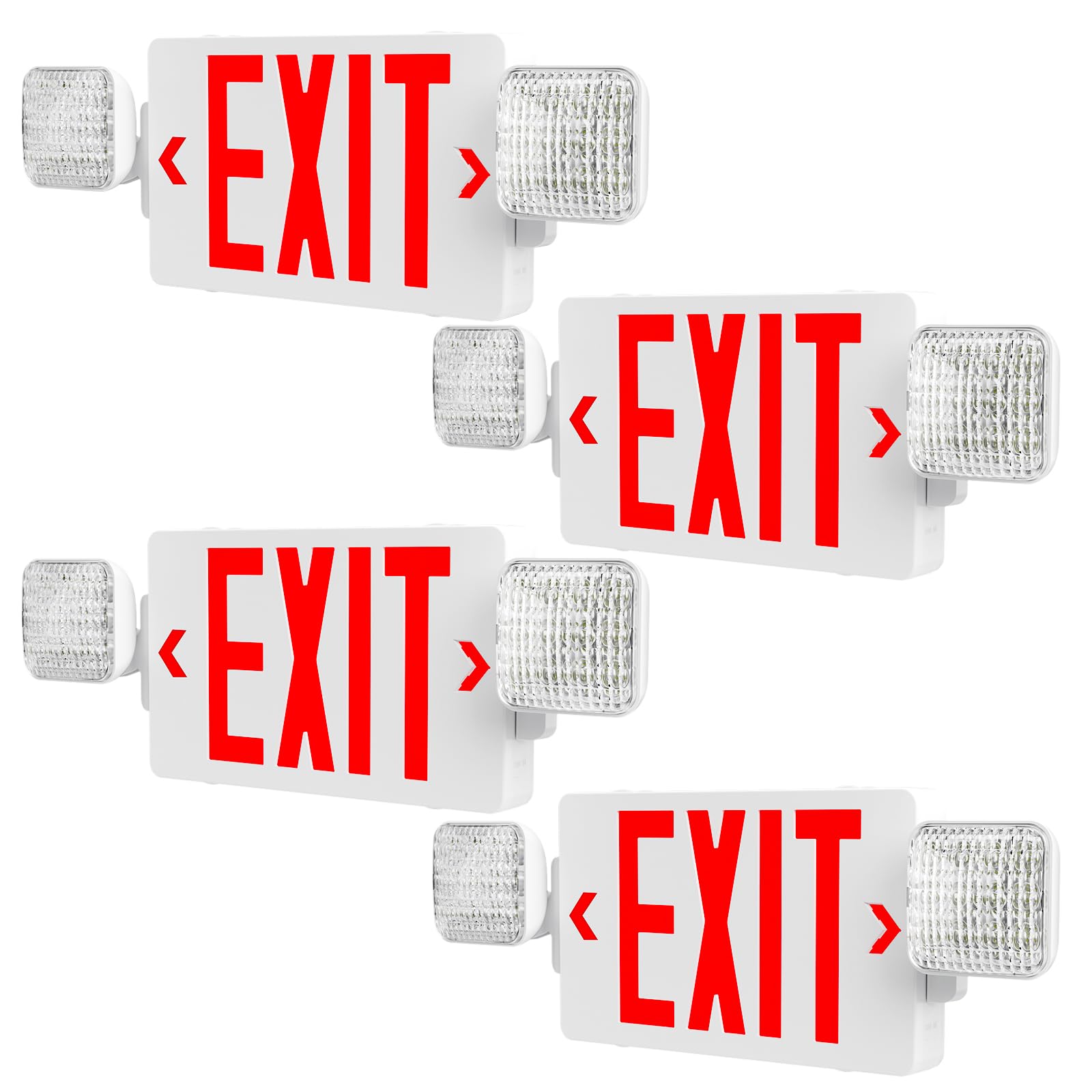 Amico 4 Pack Commercial Red Double-Sided Exit Sign with Large LED Light | ETL Ce