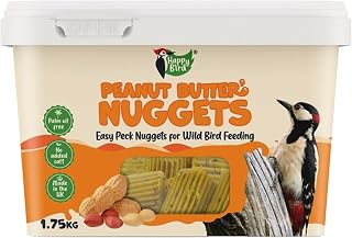 Happy Bird Peanut Butter Nuggets for Wild Birds, Original 1.75 kg - Palm Oil Free, No Added Salt