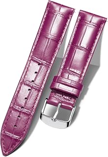 BINLUN Quick Release Leather Watch Straps Replacement Watch Bands Smart Watch Strap Crocodile Pattern in 10 Colors 13 Sizes with Silver/Gold/Rose-Gold Buckle for Men Women(10mm-24mm)