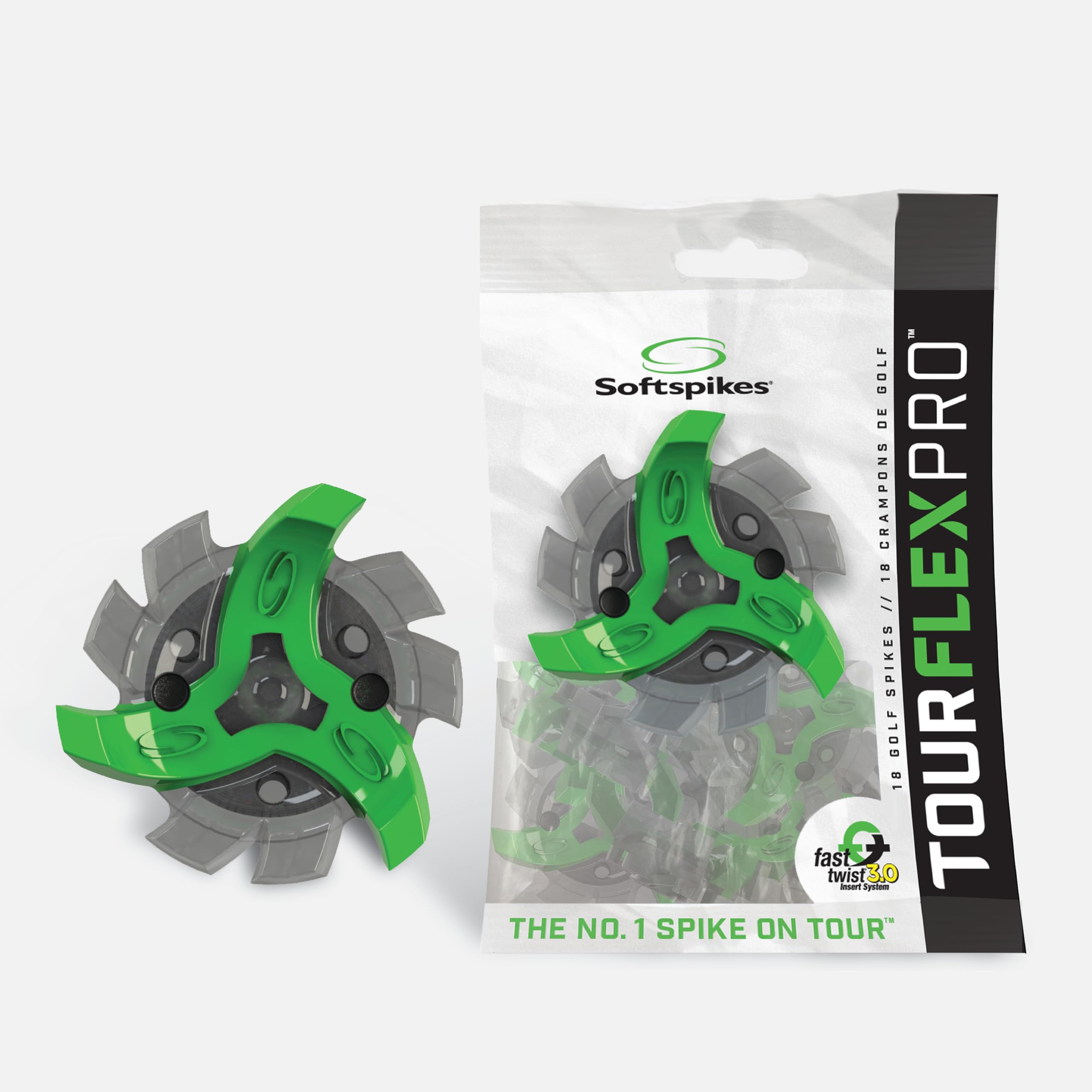 Softspikes Tour Flex Pro Golf Cleats Fast Twist 3.0-18 Replacement Spikes - Gree