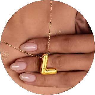 3D Initial A-Z Pendant Necklace with Snake Chain Made of Fashion Stainless Steel for Women