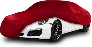 Cosmos - Indoor Car Cover compatible with main Compact Saloon models, Elastic, Breathable and Dustproof Fabric, Soft Lining, Snug Fit, Red