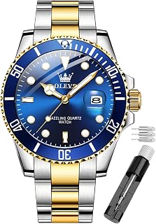 OLEVS Orologio da uomo analogico al quarzo, cassa in acciaio inox, quadrante grande, luminoso, datario, impermeabile fino a 30 m, cinturino con fibbia pieghevole