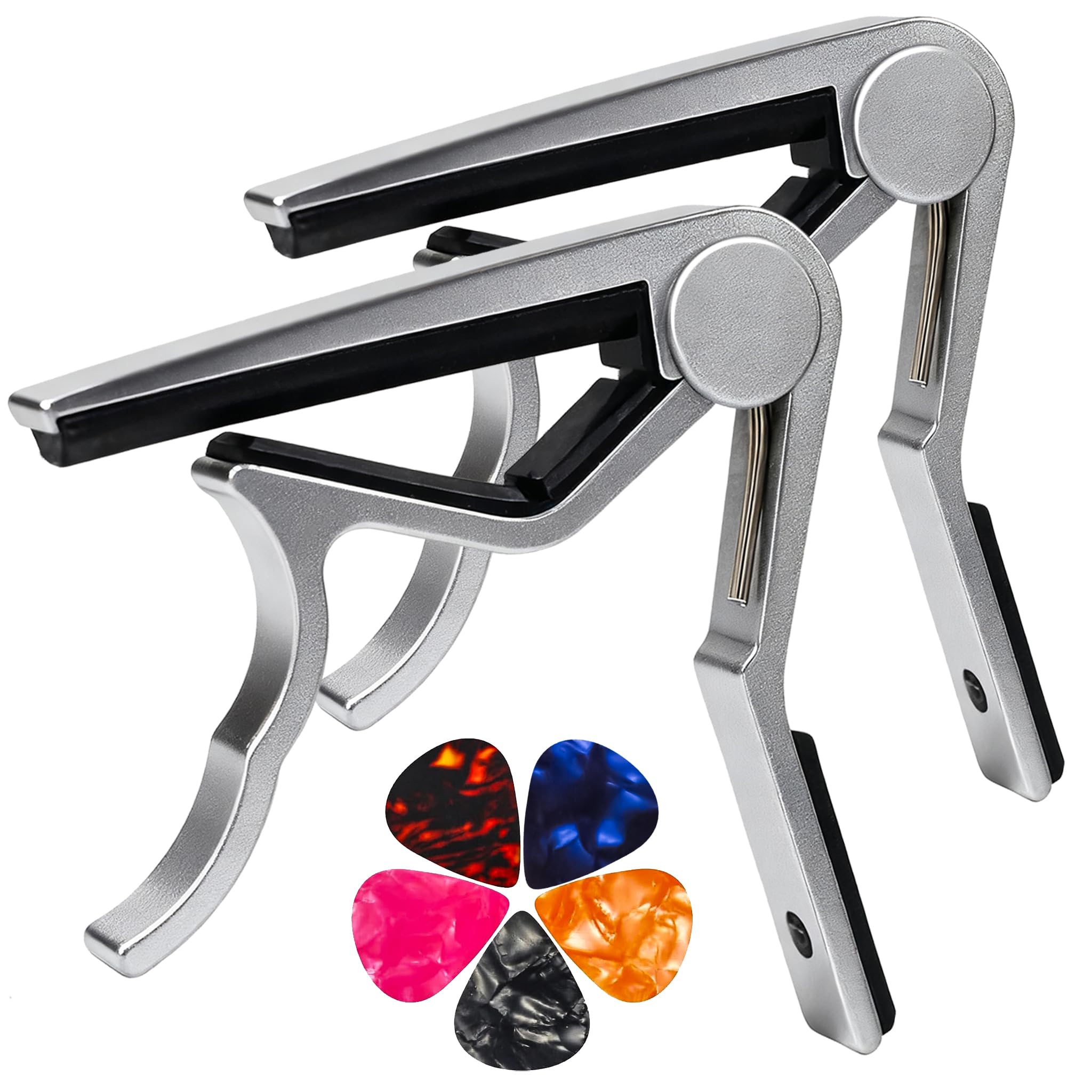 Guitar Capo for Acoustic Electric Guitars, 2PC Capo Guitar Clamp Kapo with 5 Pic