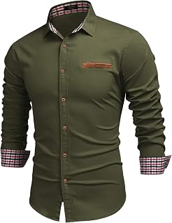 COOFANDY Men's Casual Shirt Button Down Shirts Dress Shirt Long Sleeve Denim Work Shirt Cowboy-Style Slim Fit