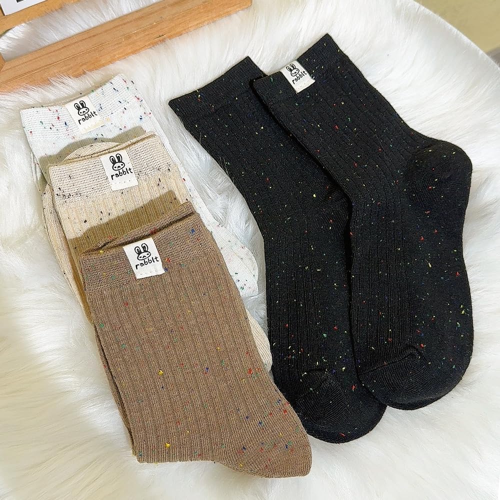 2 Pairs Women's Polka Dot Socks Autumn Winter Half Tube Socks Rabbit Warm Cotton