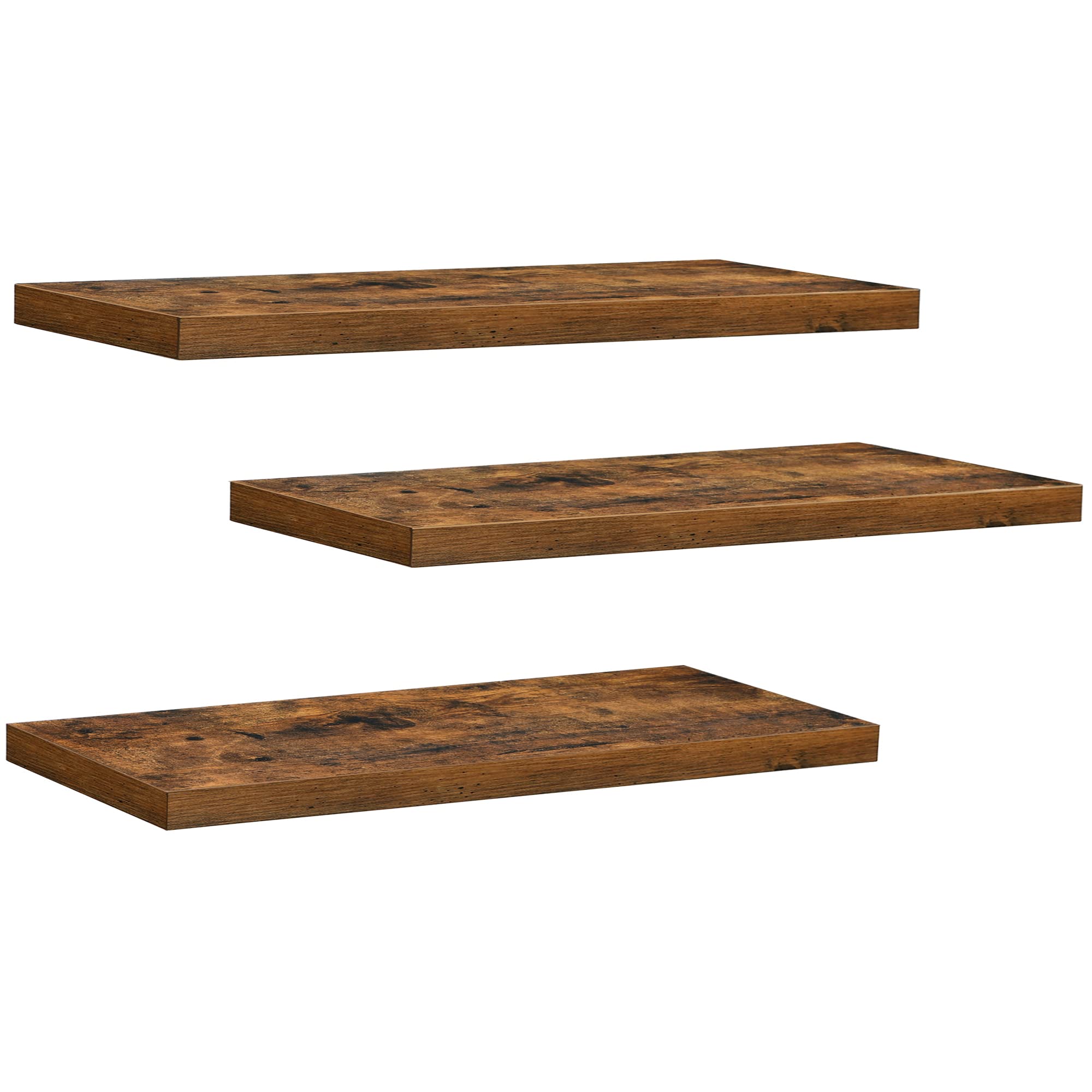 VASAGLE Wall Shelves Set of 3, Floating Shelves, Wall Mounted, 20 x 80 x 3.8 cm,