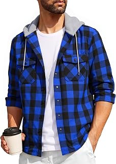 SwissWell Plaid Shirt Men Flannel Shirt Men Long Sleeve Lumberjack Hoodies Outdoor Casual Hooded Shirt M-3XL