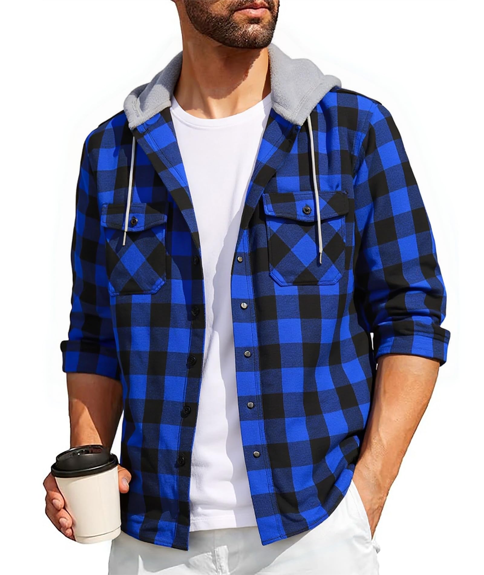 SwissWell Plaid Shirt Men Flannel Shirt Men Long Sleeve Lumberjack Hoodies Outdo